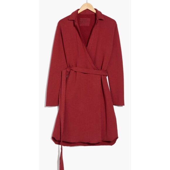 Frank & Eileen Willa Long Sleeve Triple Fleece Wrap Dress in Cranberry NWOT Tag - Picture 1 of 8